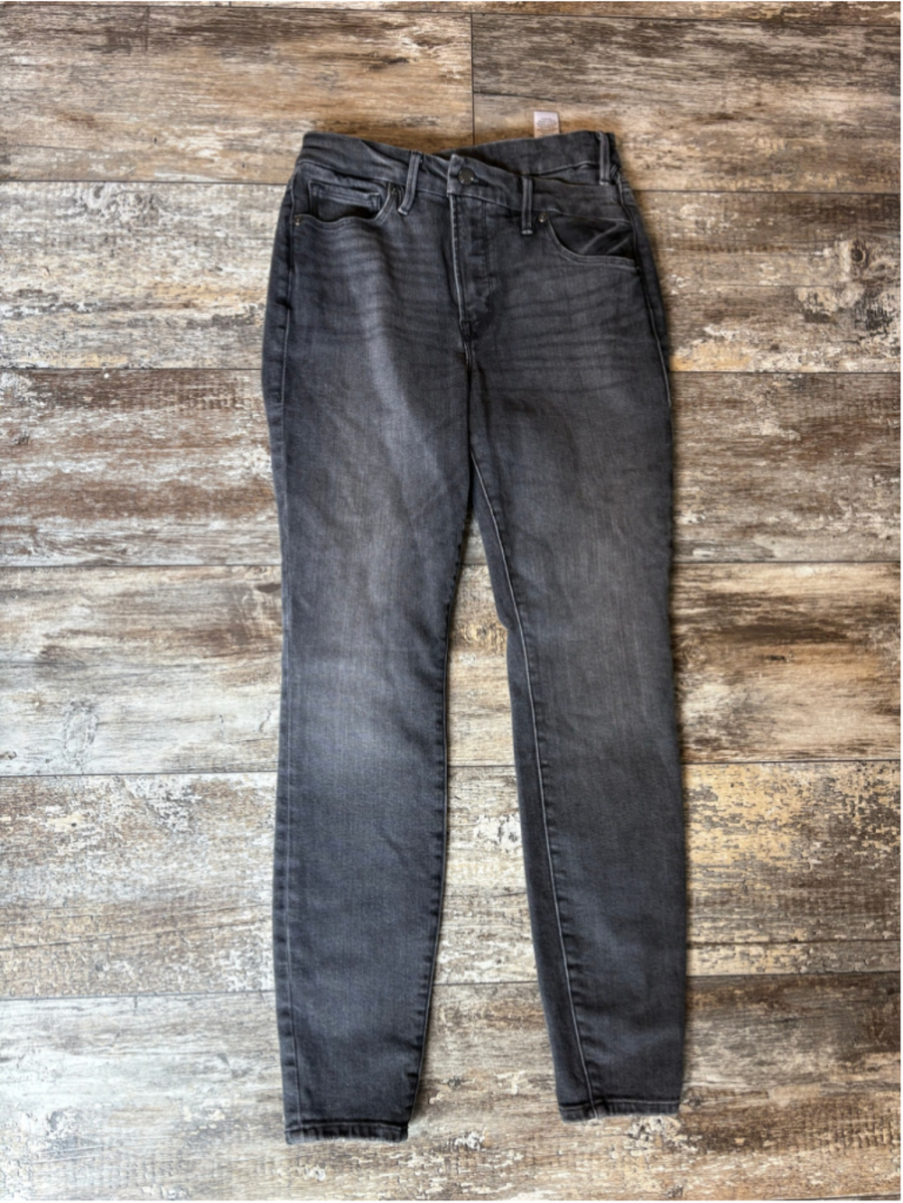 Good American Good Classic Slim Straight High Rise Crossover Jeans | Size 4/27